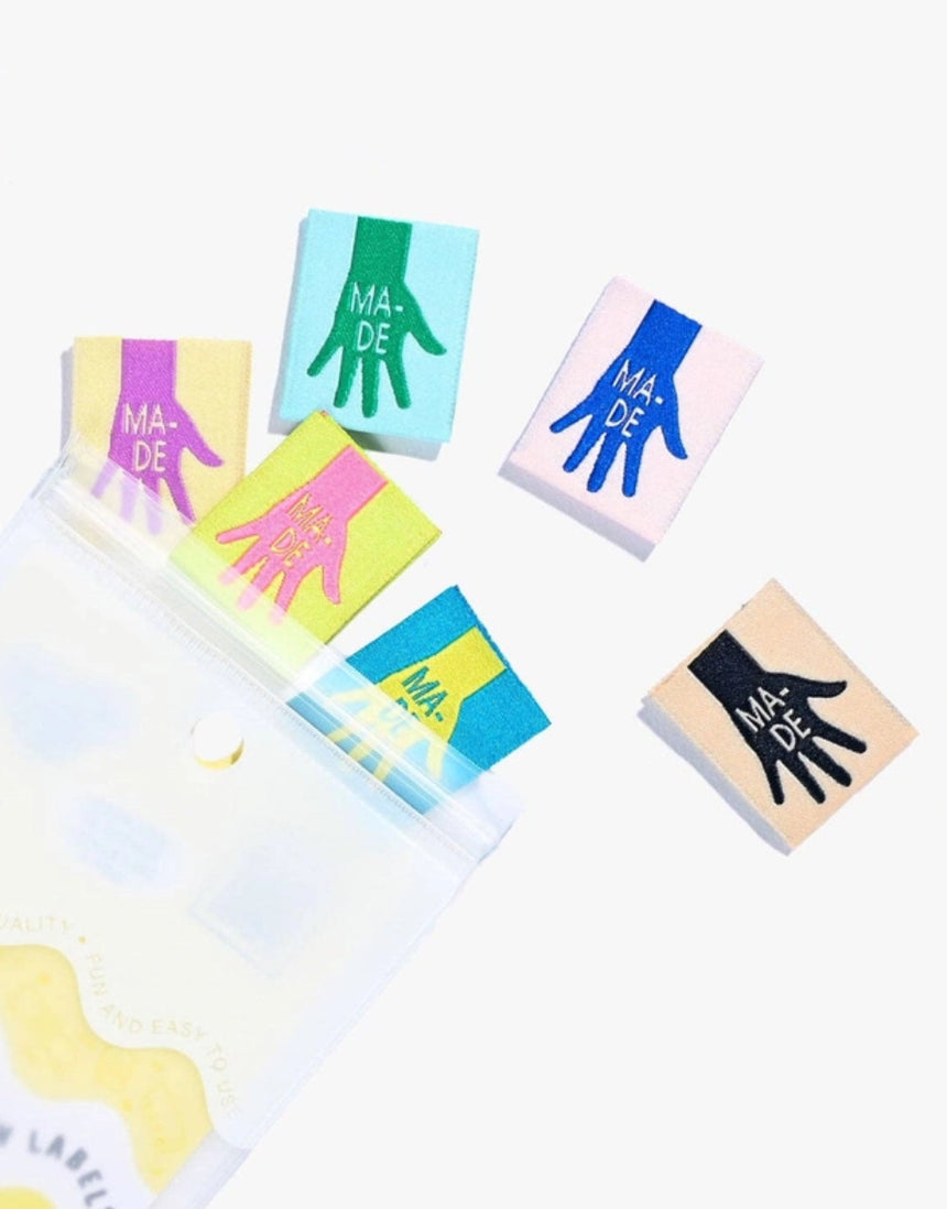 Made (Hand) Woven Labels, pack of 6, Kylie and the Machine