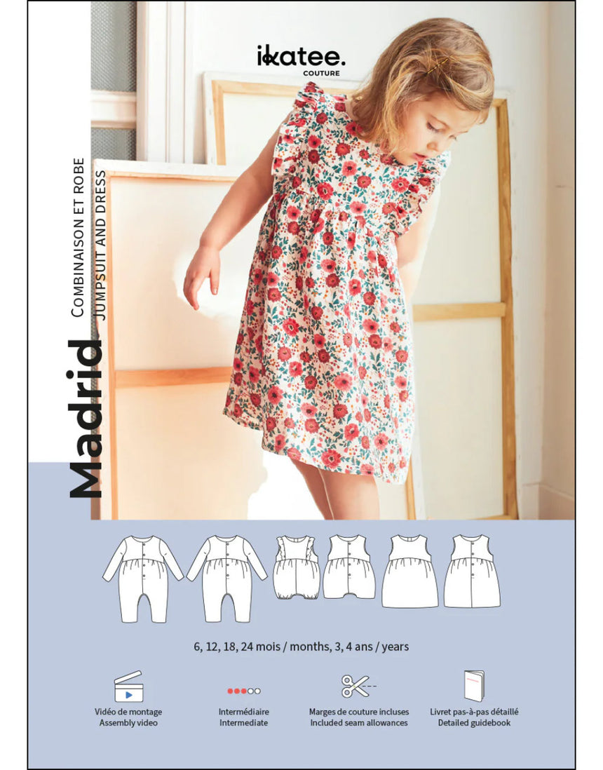 Madrid Jumpsuit/Playsuit Unisex Sewing Pattern (6m - 4y), Ikatee