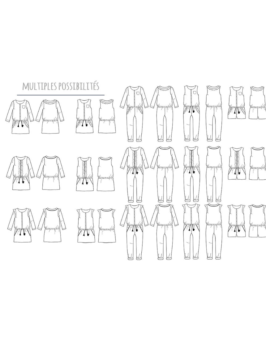 Marieke Jumpsuit/Playsuit & Dress Sewing Pattern (3y - 12y), Ikatee