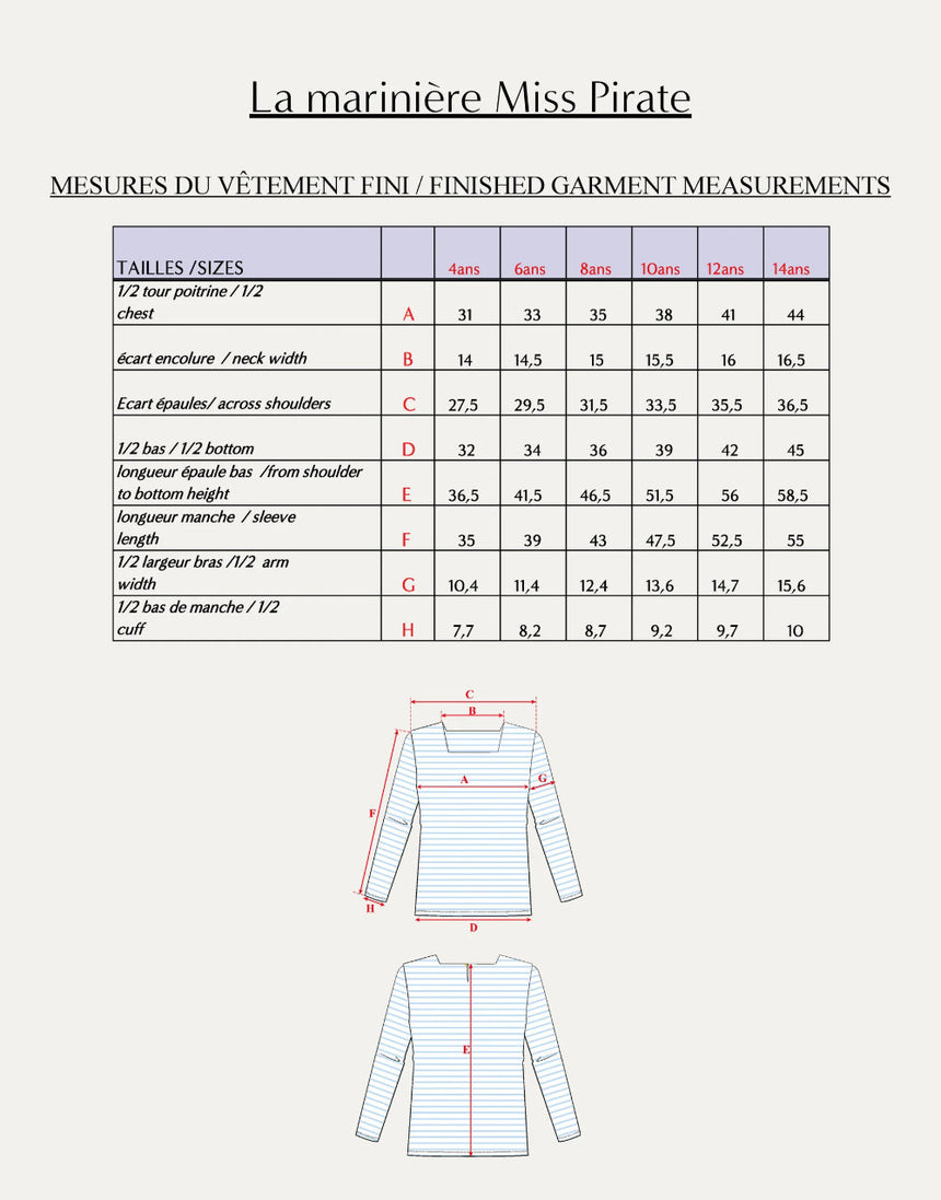 La Marinière Miss Pirate Breton Top Paper Sewing Pattern, Maison Fauve - Girls