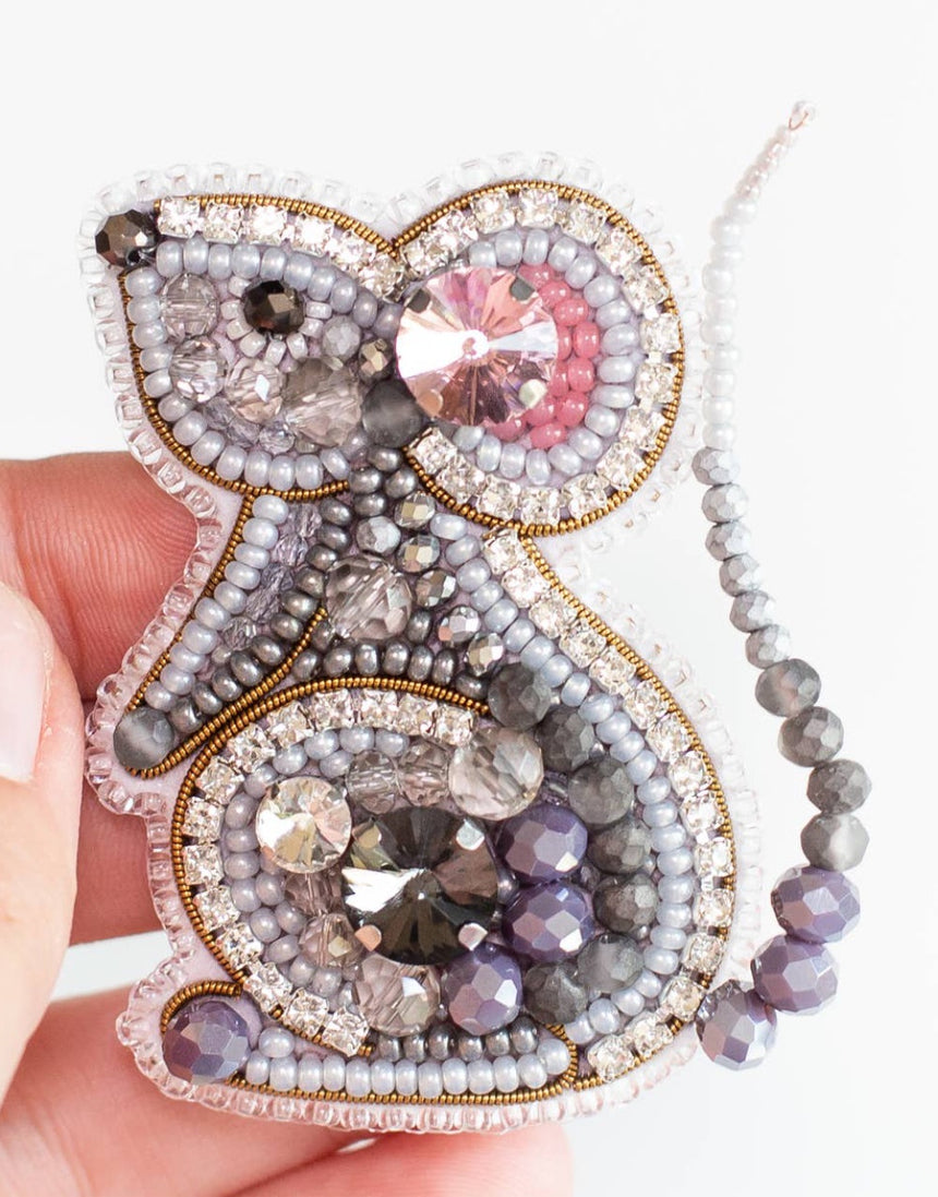 Mouse Beaded Embroidery Brooch/Hanging Decoration Kit