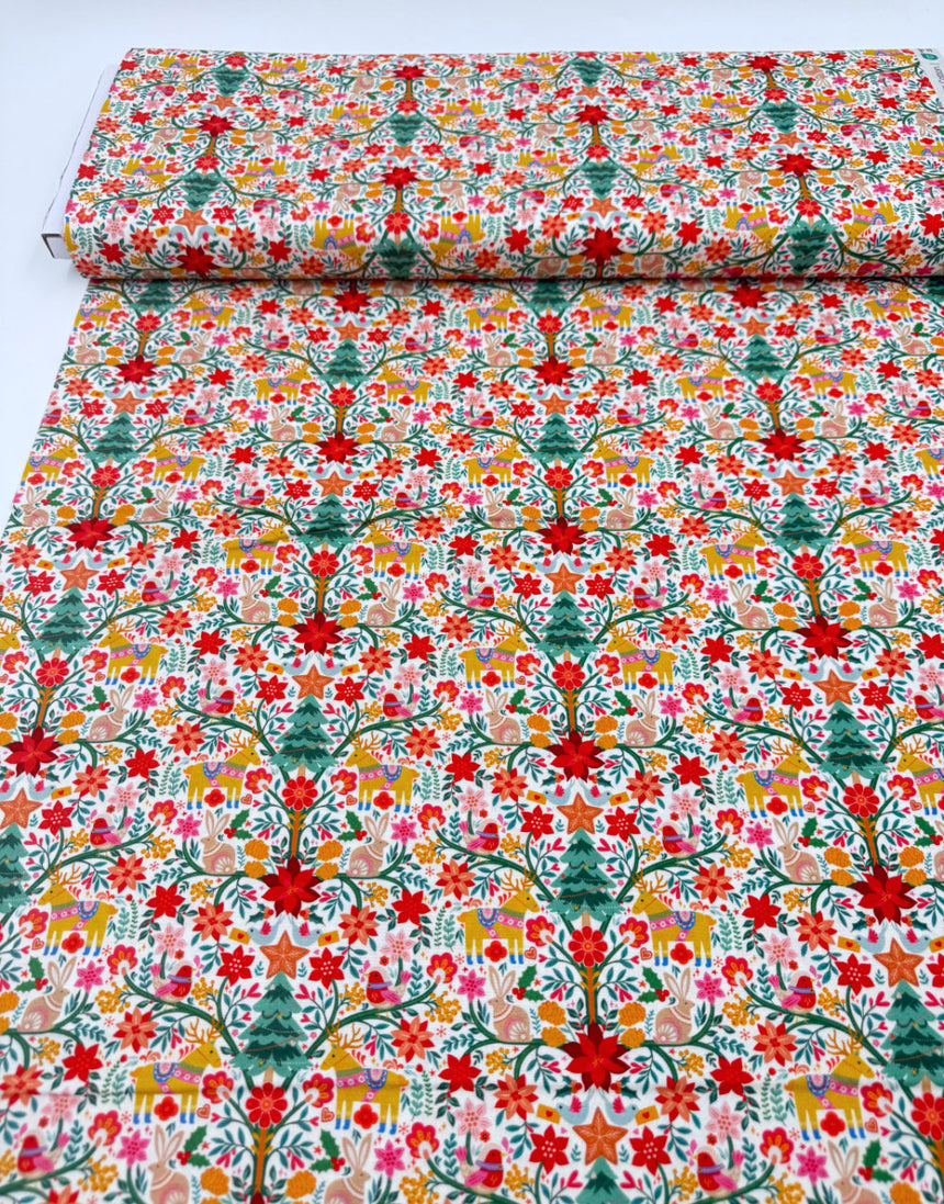 Thread & Ink Deck the Halls Christmas Cotton Fabric - Nordic Noel