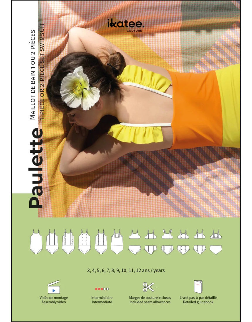 Paulette Children's Swimsuit Paper Sewing Pattern, Ikatee
