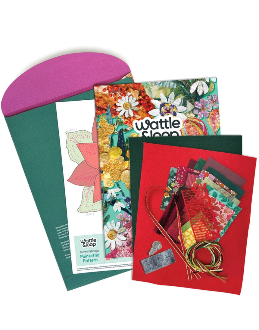 Poinsettia Slow Stitching Kit, Wattle & Loop