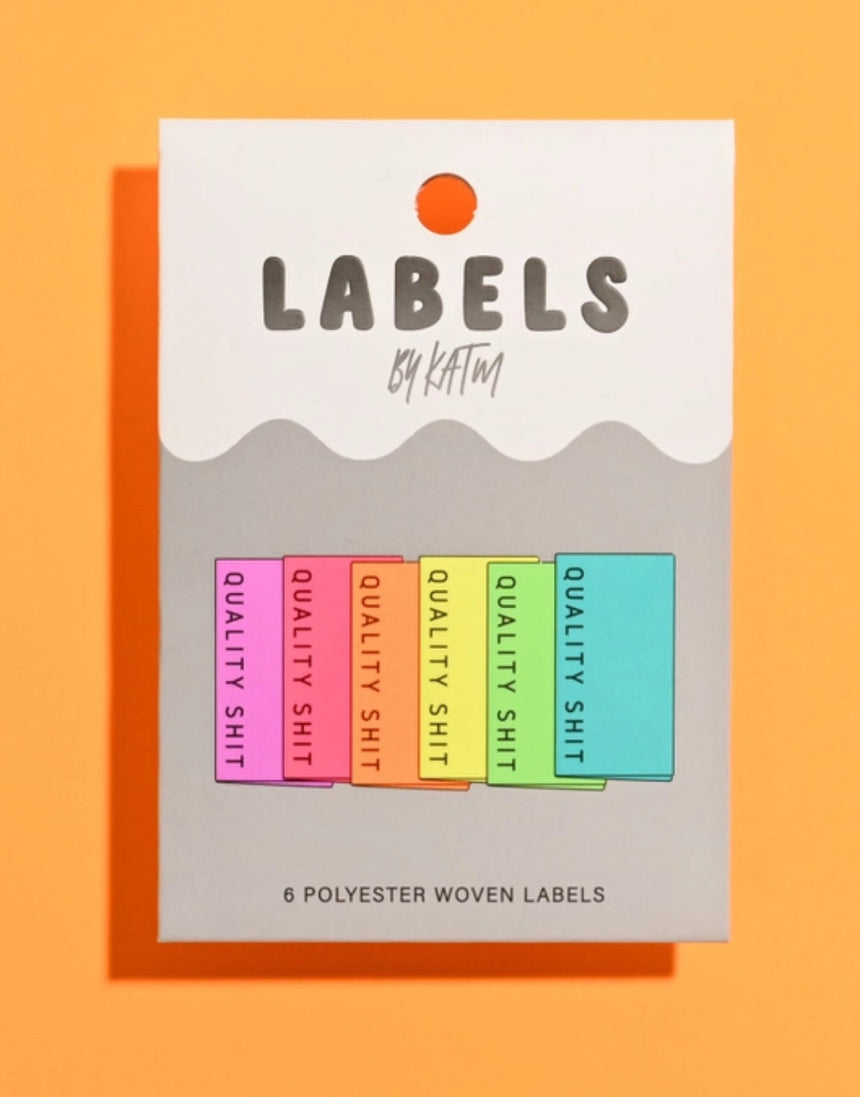 Quality Shit Neon Woven Labels, pack of 6, Kylie and the Machine