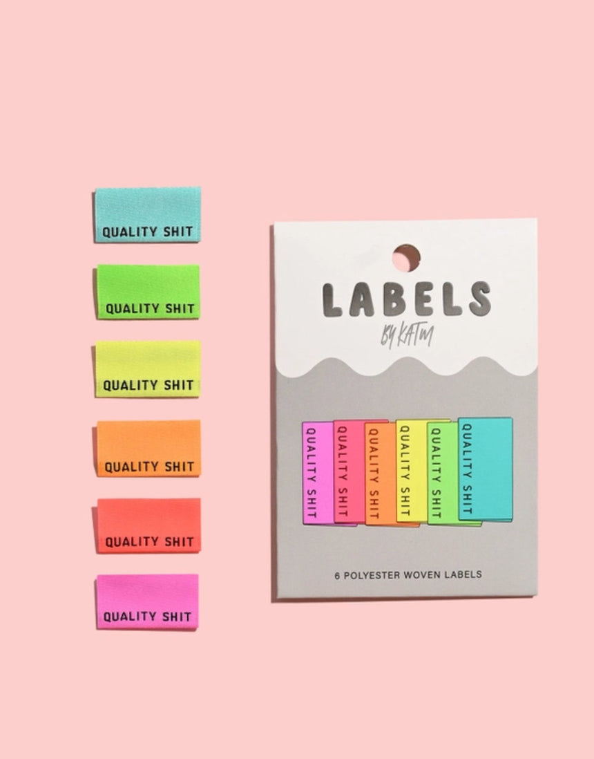 Quality Shit Neon Woven Labels, pack of 6, Kylie and the Machine