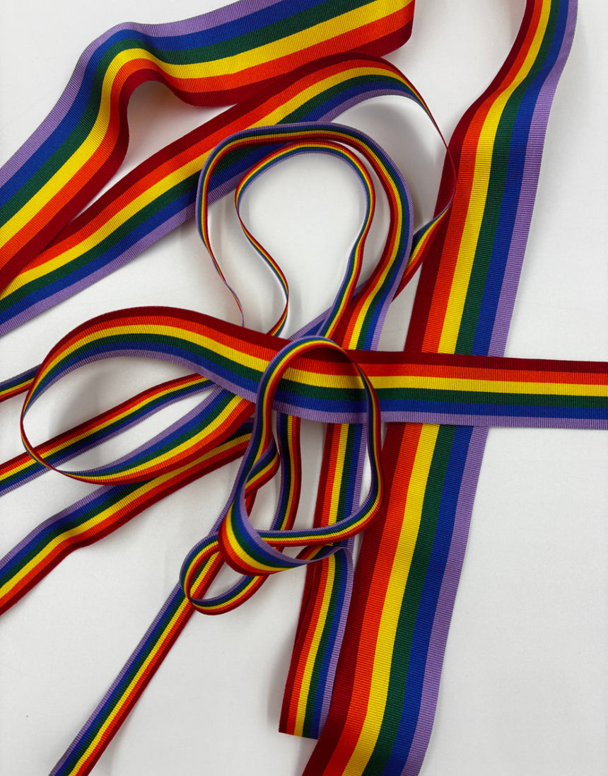 Rainbow Grosgrain Ribbon, various widths