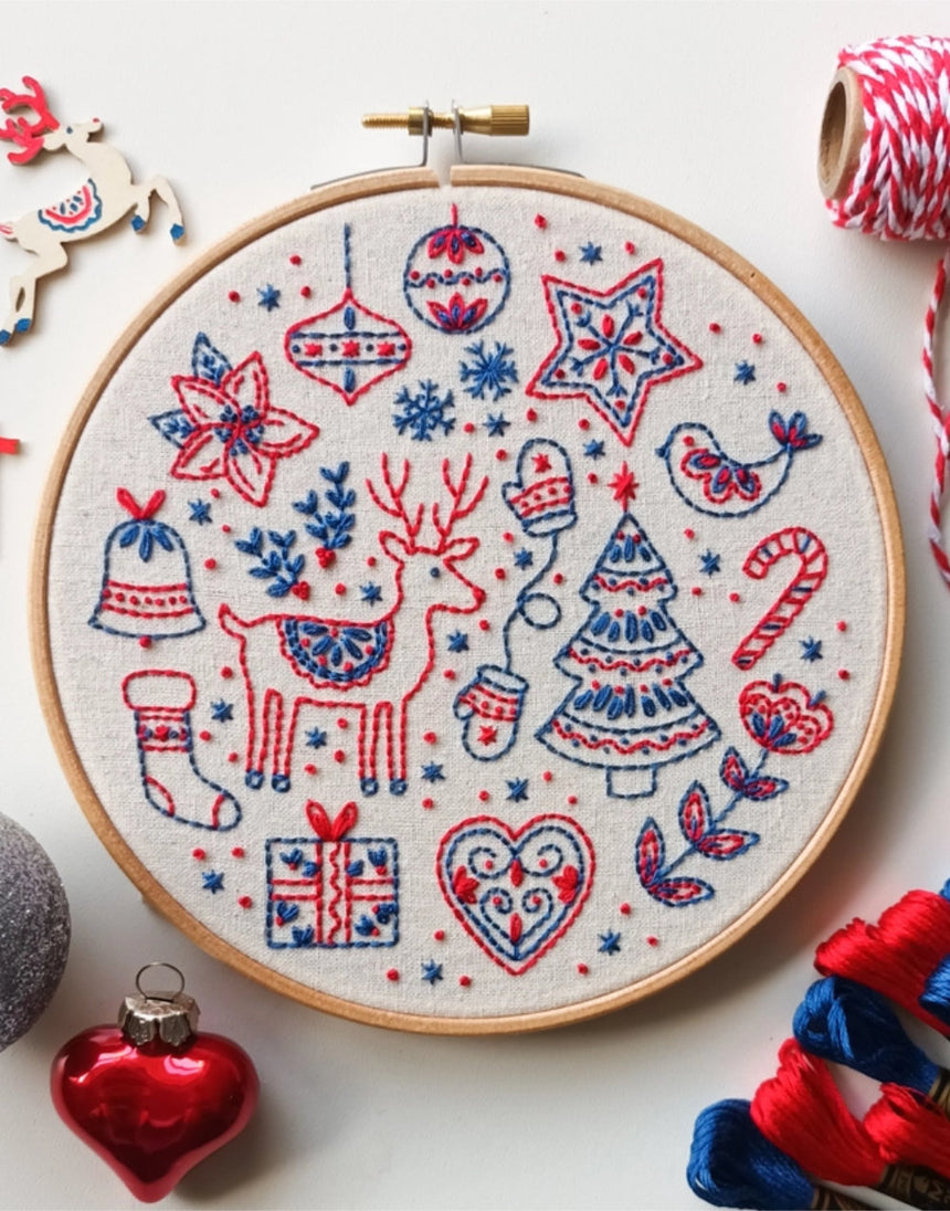 Scandi Christmas Embroidery Kit, EmBeaRoidery