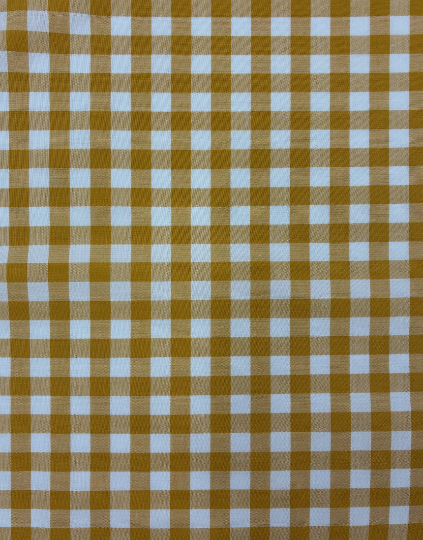 Small Ochre Yarn-Dyed Gingham Cotton Fabric