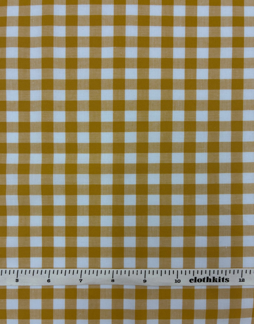 Small Ochre Yarn-Dyed Gingham Cotton Fabric
