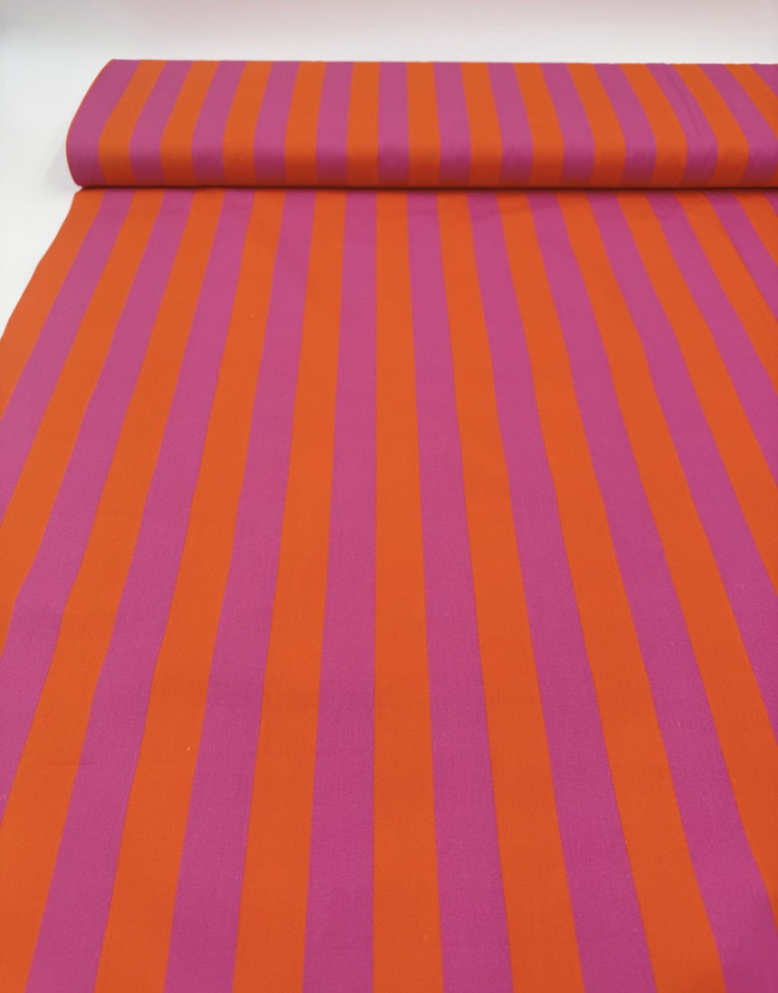 Sorbet Stripe Cotton Poplin Fabric, Light & Lush