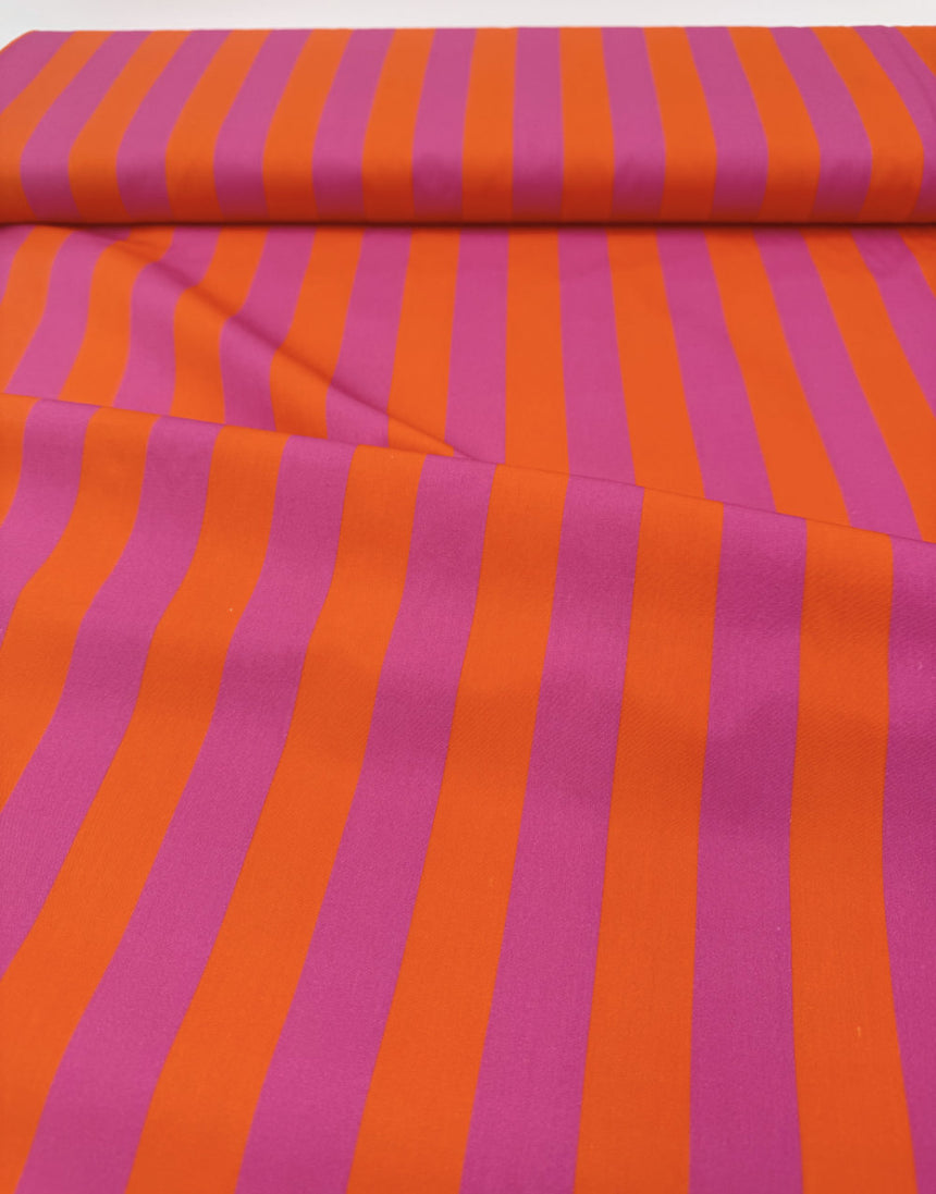 Sorbet Stripe Cotton Poplin Fabric, Light & Lush