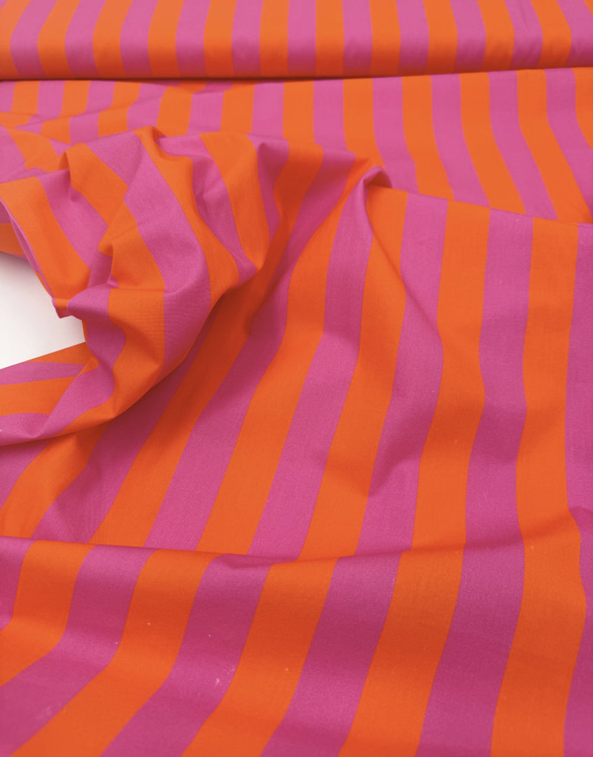 Sorbet Stripe Cotton Poplin Fabric, Light & Lush