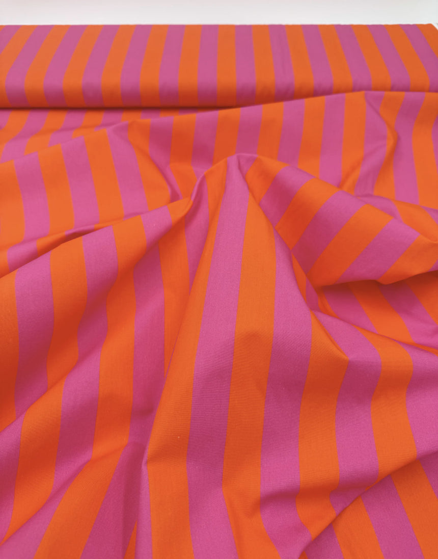 Sorbet Stripe Cotton Poplin Fabric, Light & Lush