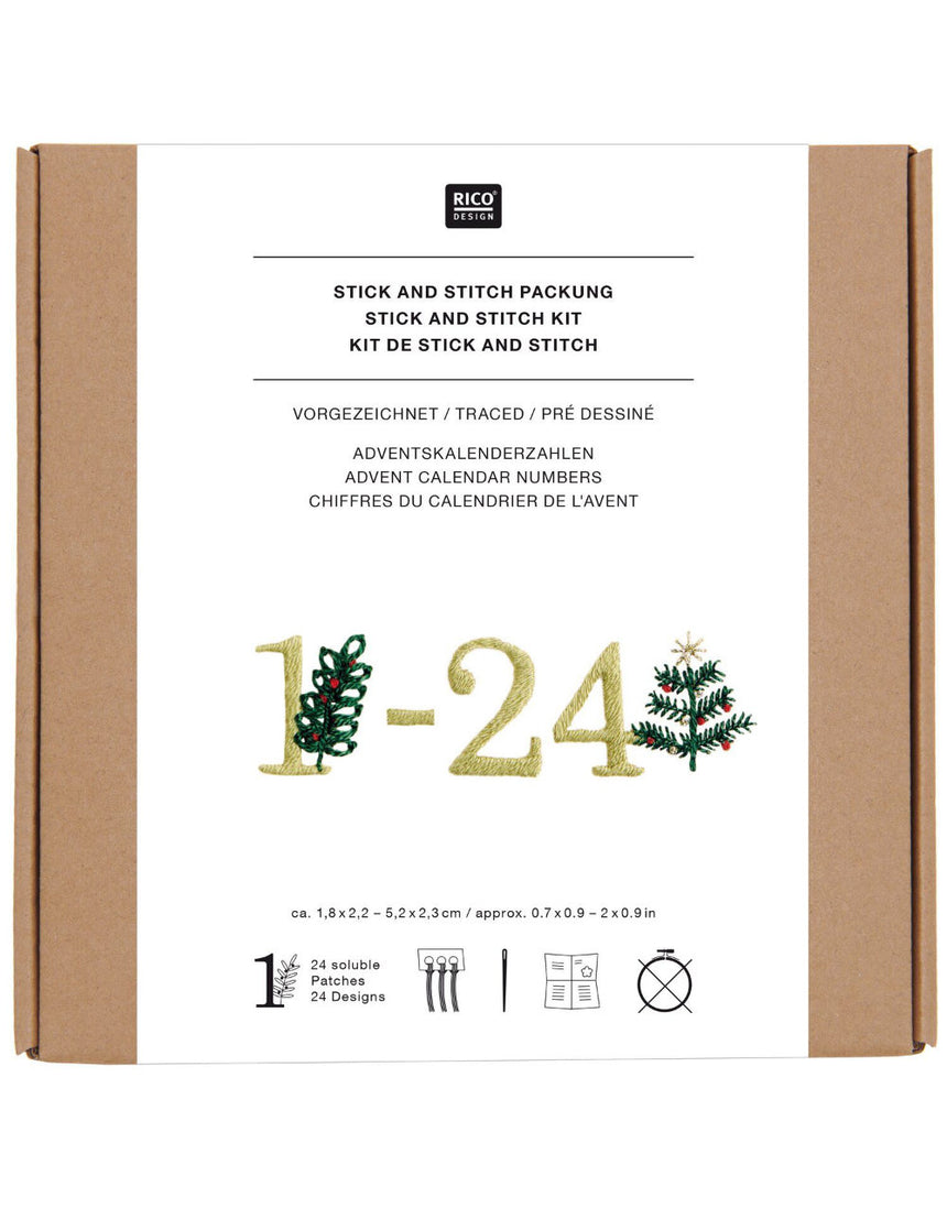 Advent Calendar Numbers Stick and Stitch Embroidery Kit, Rico Design