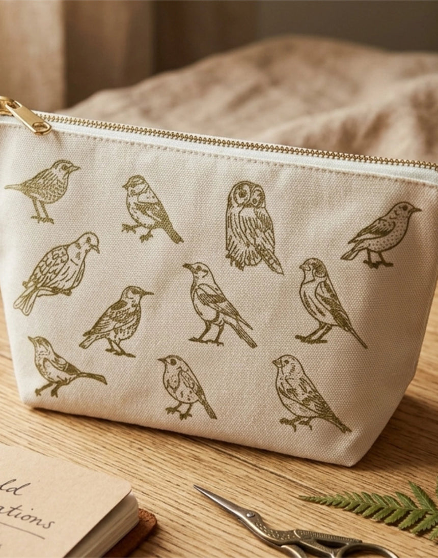 Stitch Your Birds Zip Pouch Embroidery Kit, Chasing Threads