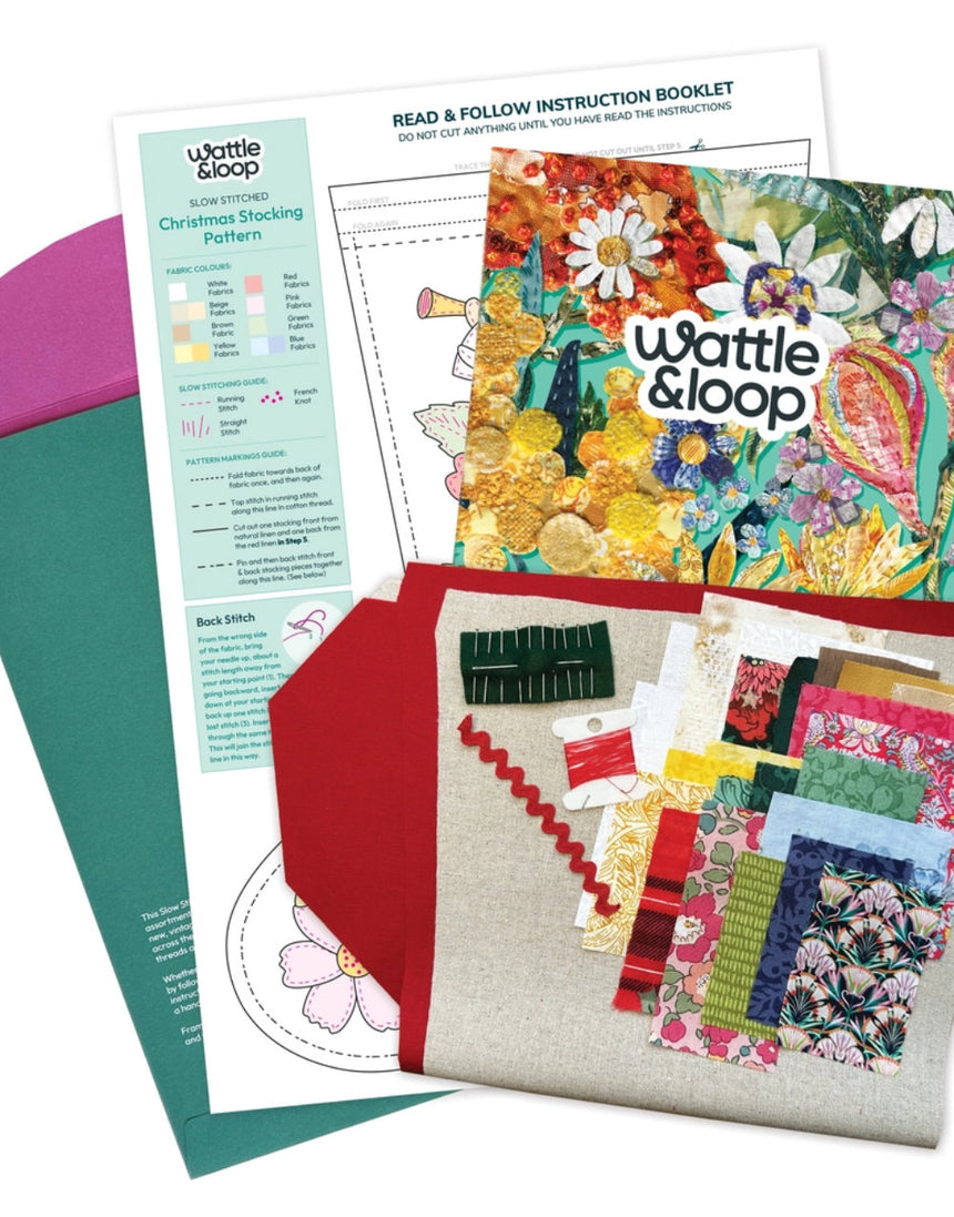 Christmas Stocking Slow Stitching Kit, Wattle & Loop