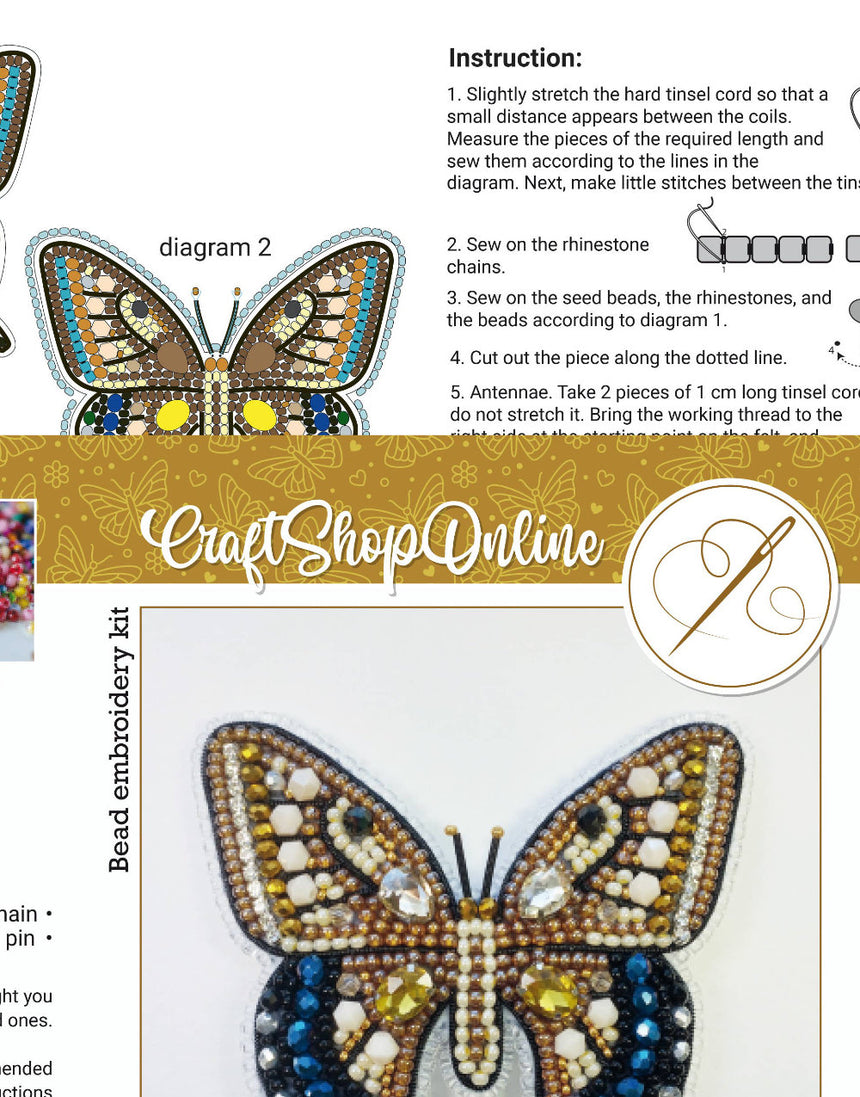 Swallowtail Butterfly Beaded Embroidery Brooch/Hanging Decoration Kit