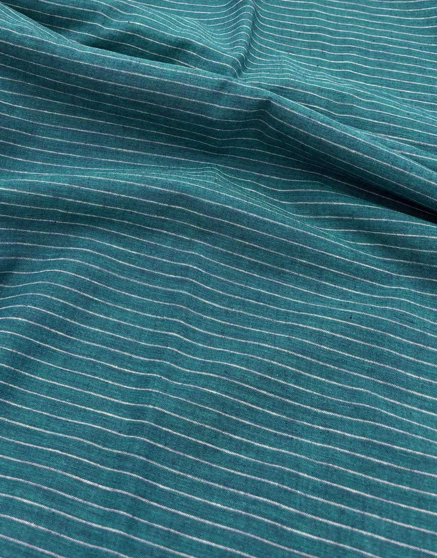 Teal Fine Stripe Indian Woven Cotton Fabric