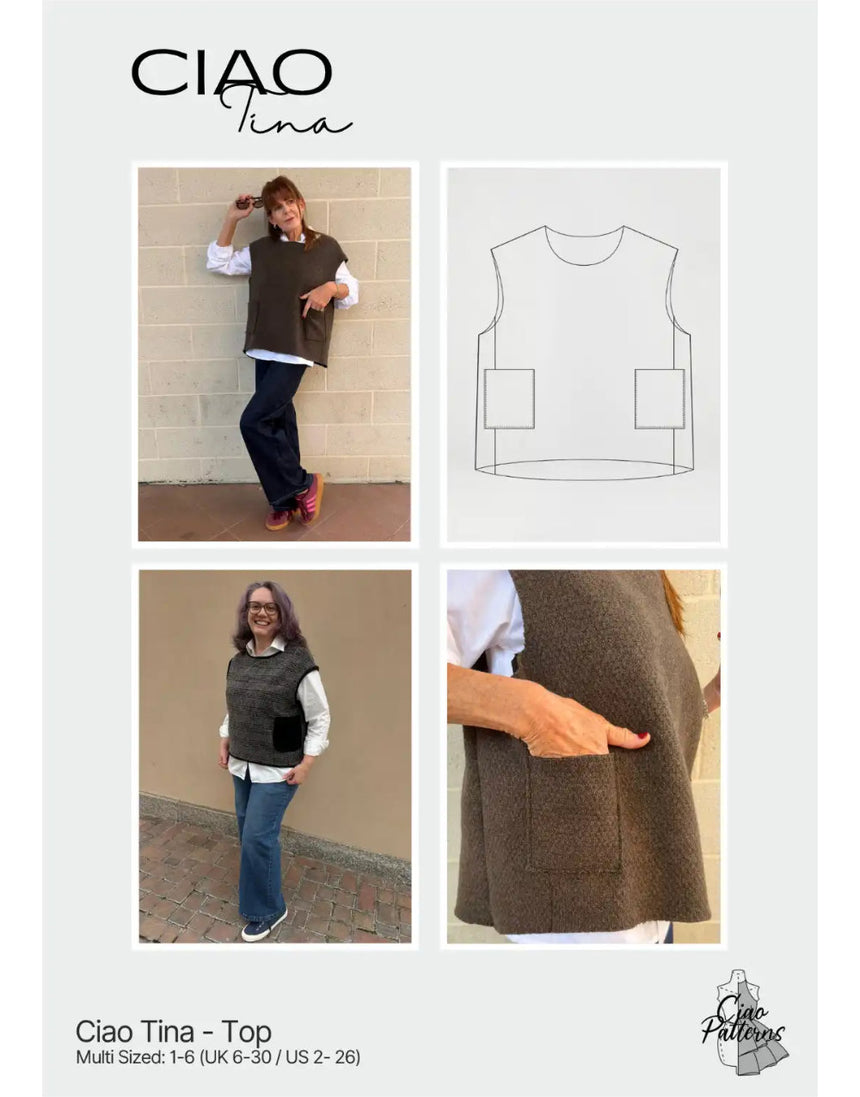 Tina Tank Top Paper Sewing Pattern, Ciao Patterns