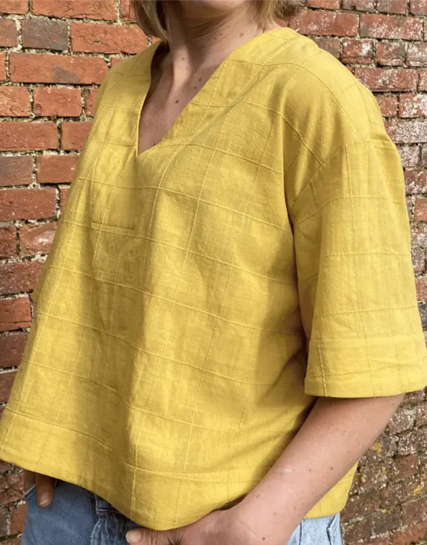 The Avid Seamstress V-Neck Top Dressmaking Kit in Flake Off White by Atelier Brunette