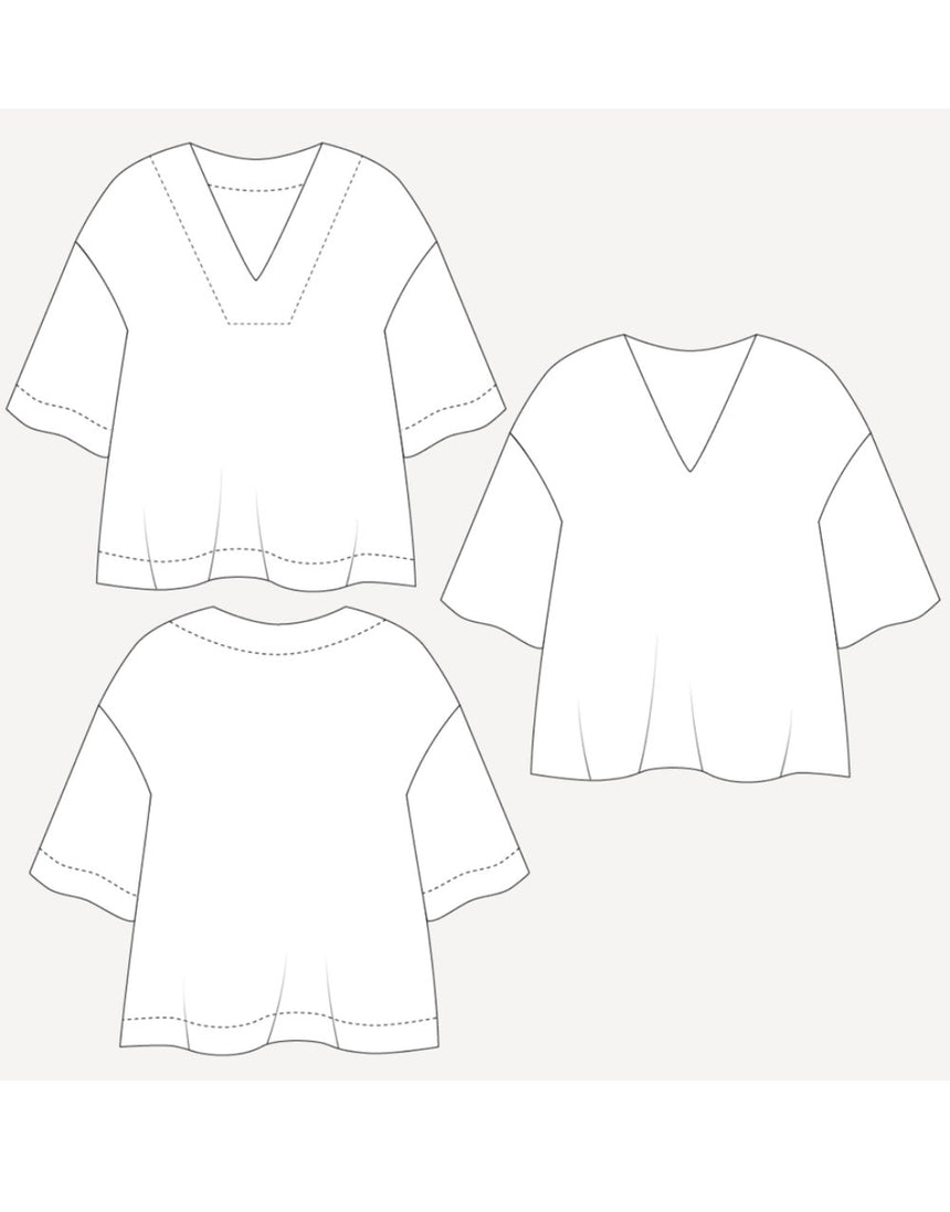 The Avid Seamstress V-Neck Top Dressmaking Kit in Flake Off White by Atelier Brunette