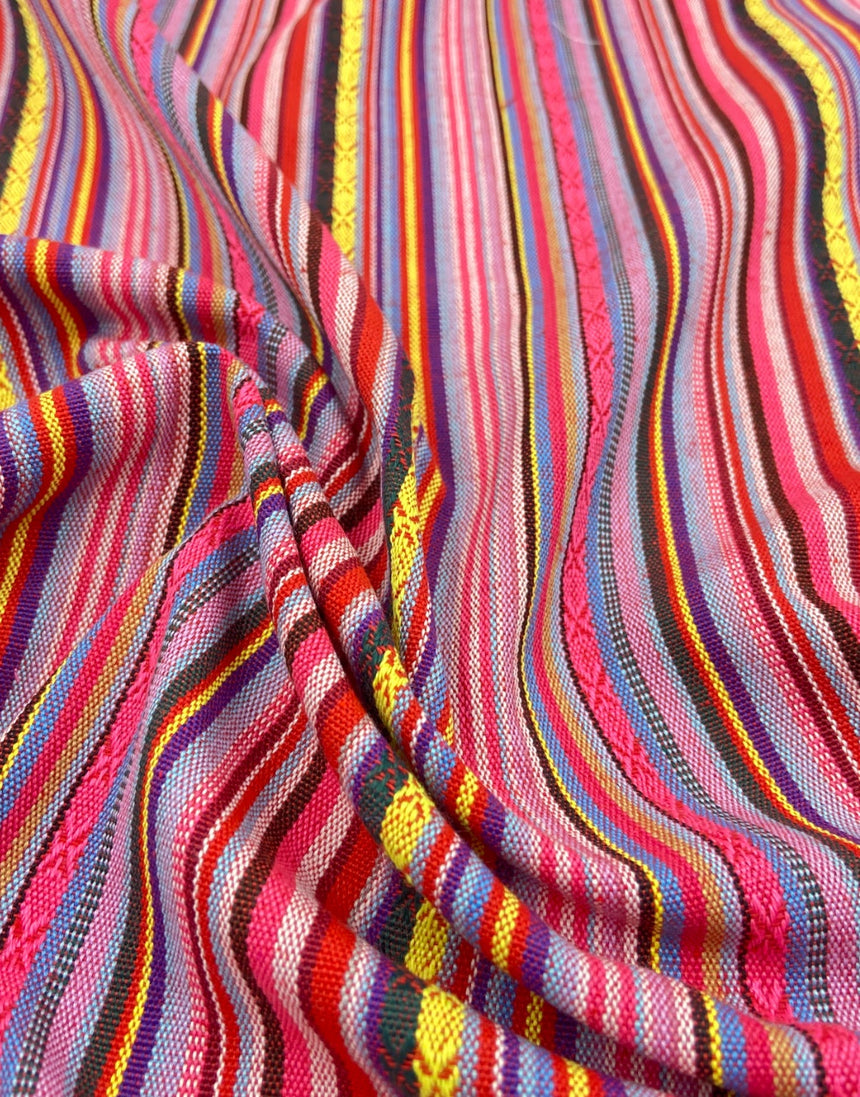 Pink Sunset Fiesta Stripe Recycled Jacquard Fabric