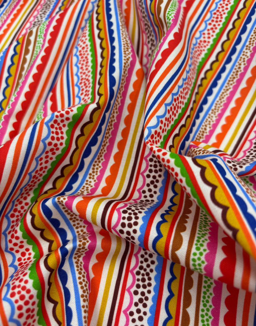 Navy Ziggy Quilting Cotton Fabric, Primavera by Sholto Drumlanrig Thread & Ink Studio