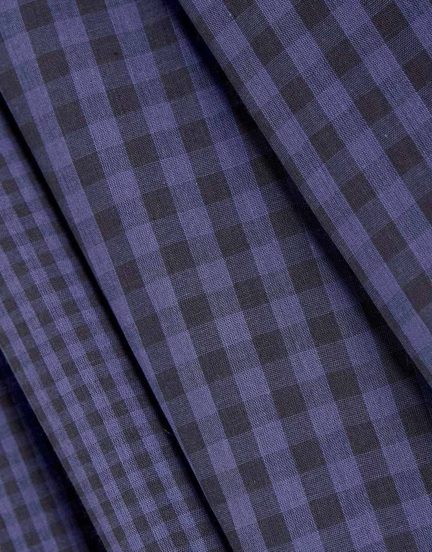 Remnant 1.7m - Cobalt Blue Double Sided Gingham Cotton Double Gauze, Atelier Brunette