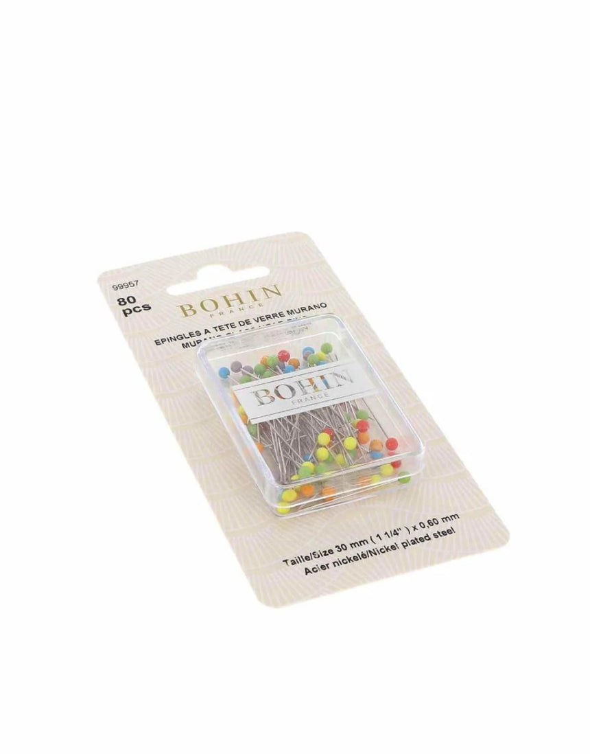 Bohin Murano Glass Headed Rainbow Pins