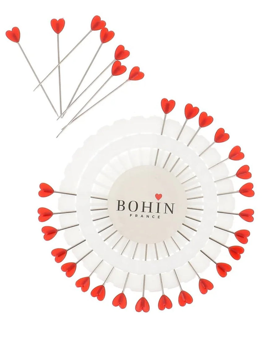 Bohin Red Heart Wheel of Flat Sewing Pins