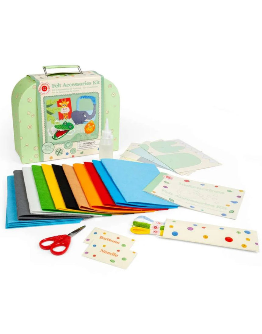 Animal Felt Accessories Sewing Kit Suitcase for Kids, Buttonbag