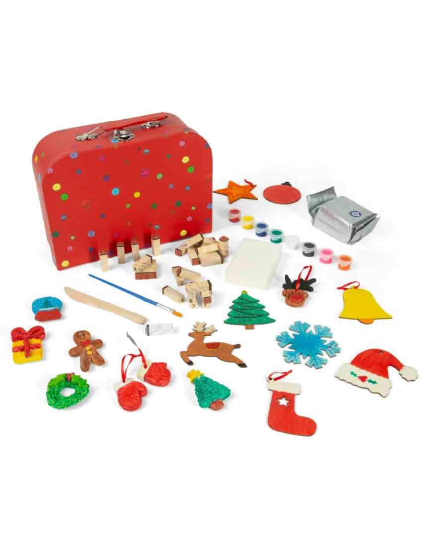 Christmas Decorations Craft Kit Suitcase for Kids, Buttonbag