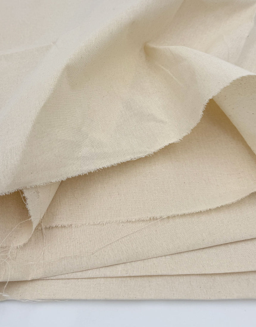 Natural Cotton Calico Fabric, Heavy Weight