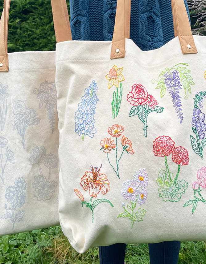 Rechasing Threads Stitch Your Flowers Tote Bag, Chasing Threads – Clothkits