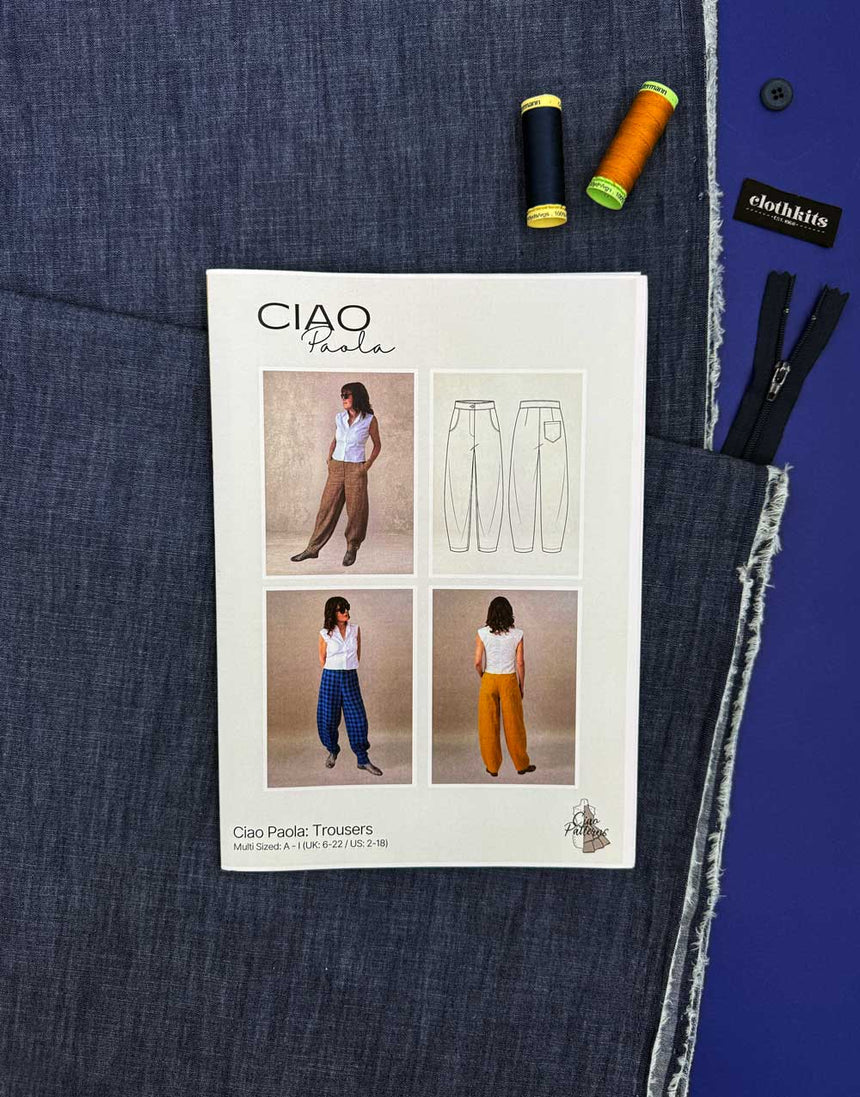 Slub Denim Paola Trouser Dressmaking Kit, Ciao Patterns