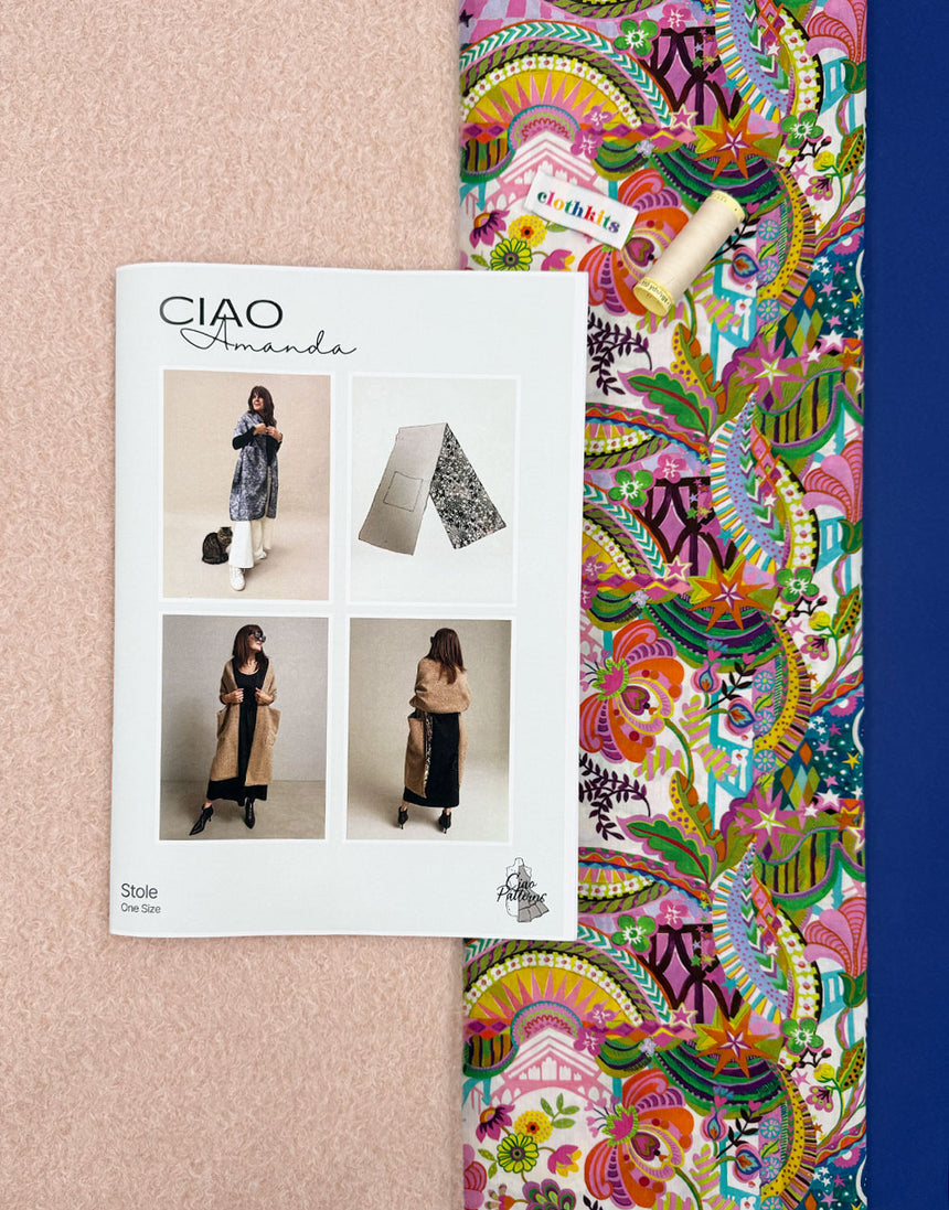 Amanda Shawl Dressmaking Kit, Ciao Patterns - Rose Bouclé & Liberty Tana Lawn