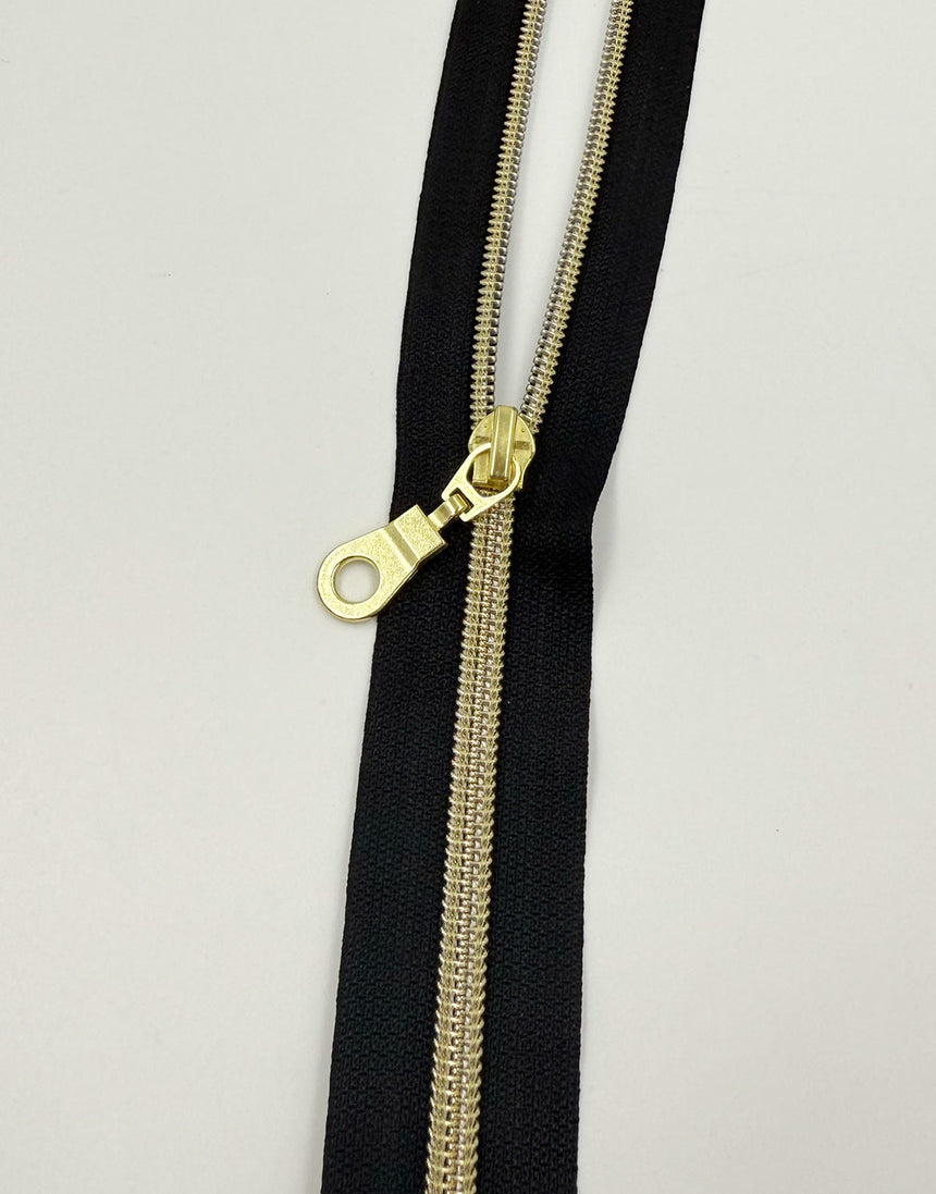 Black & Gold Continuous Zipper Chain