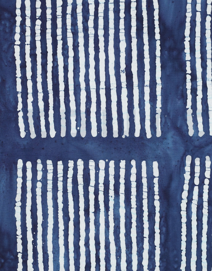 Shibori Stripes Indigo Batik Cotton Fabric