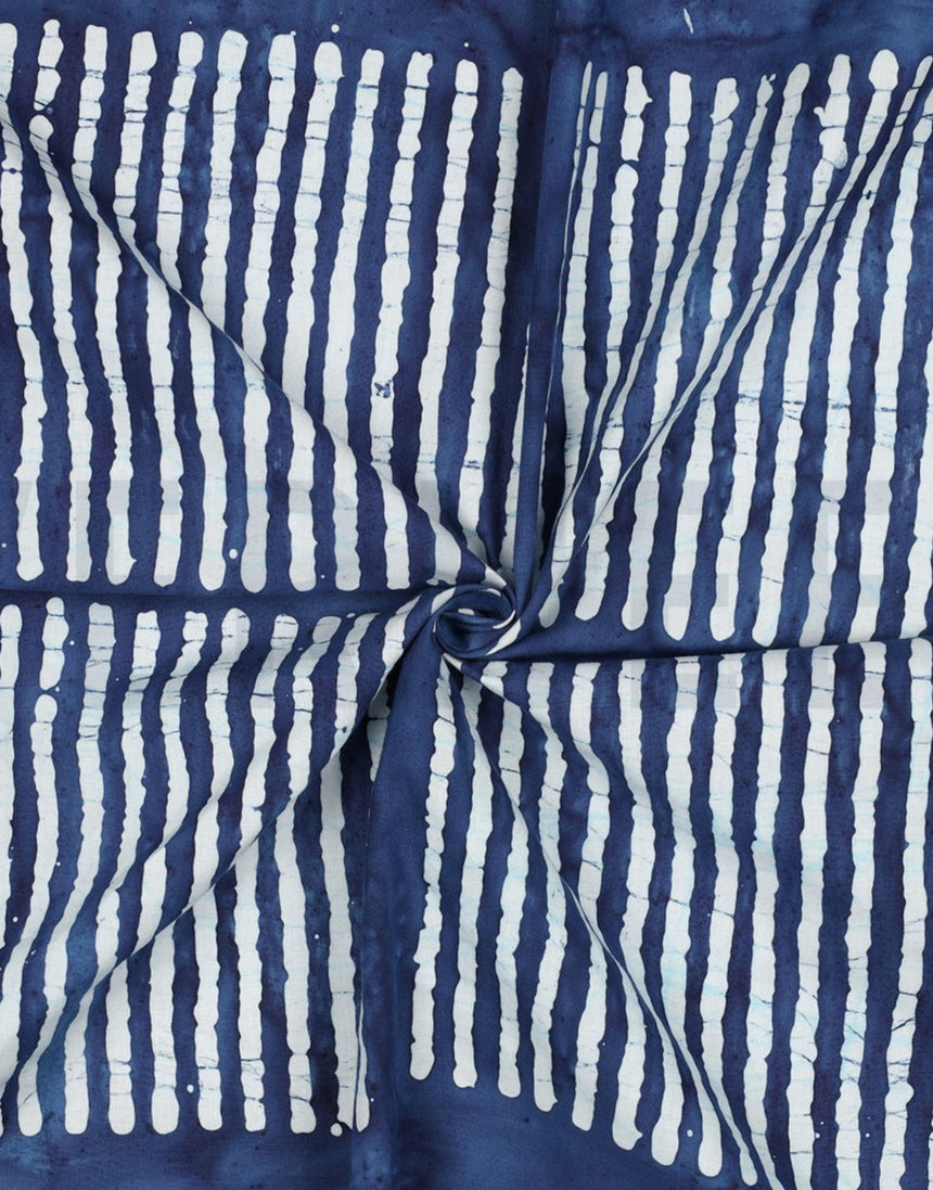 Shibori Stripes Indigo Batik Cotton Fabric