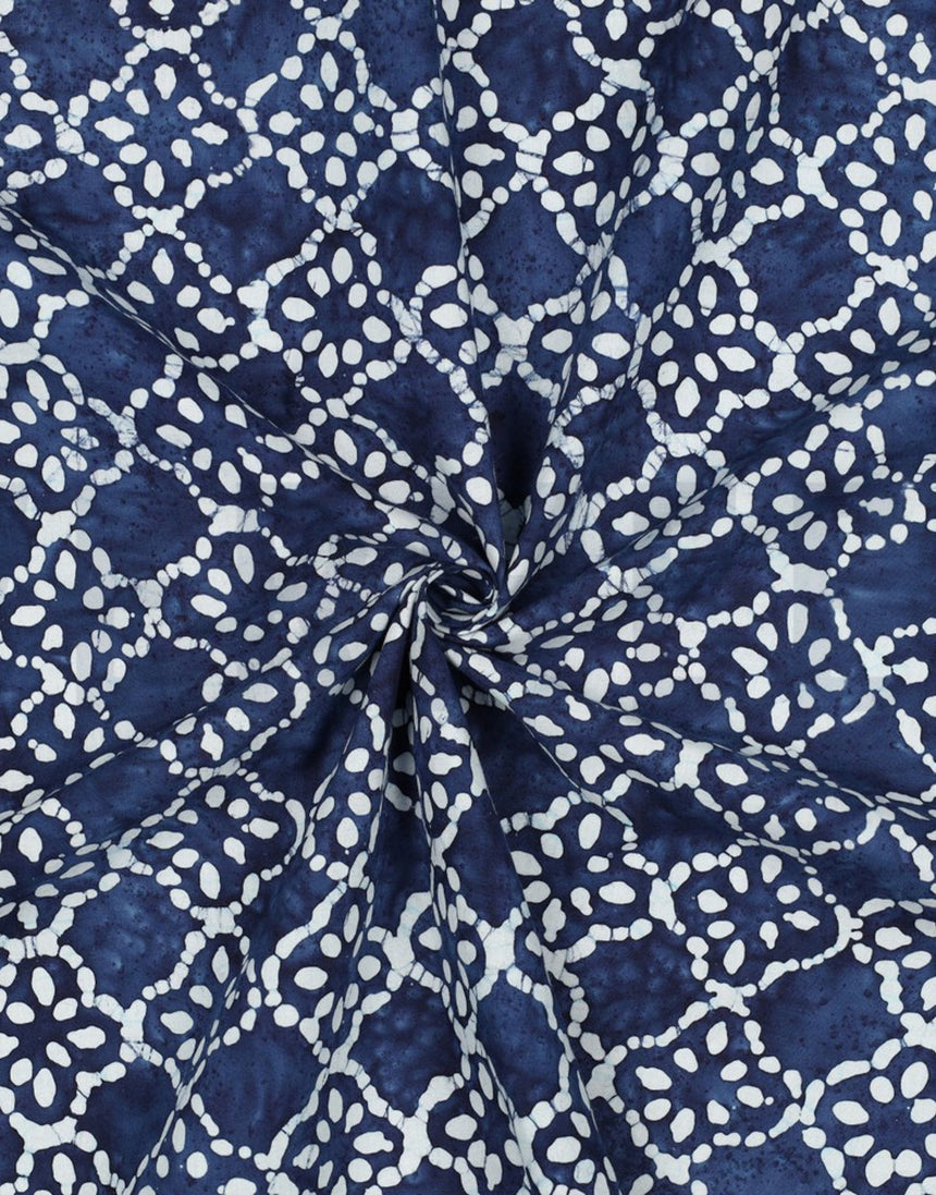 Indigo Lace Batik Cotton Fabric