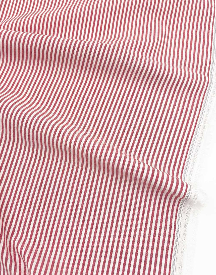 Red Stripe Yarn Dyed Cotton Fabric