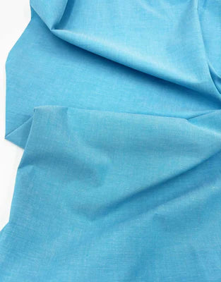 Remnant 1m -Turquoise Yarn Dyed Cotton Chambray Fabric