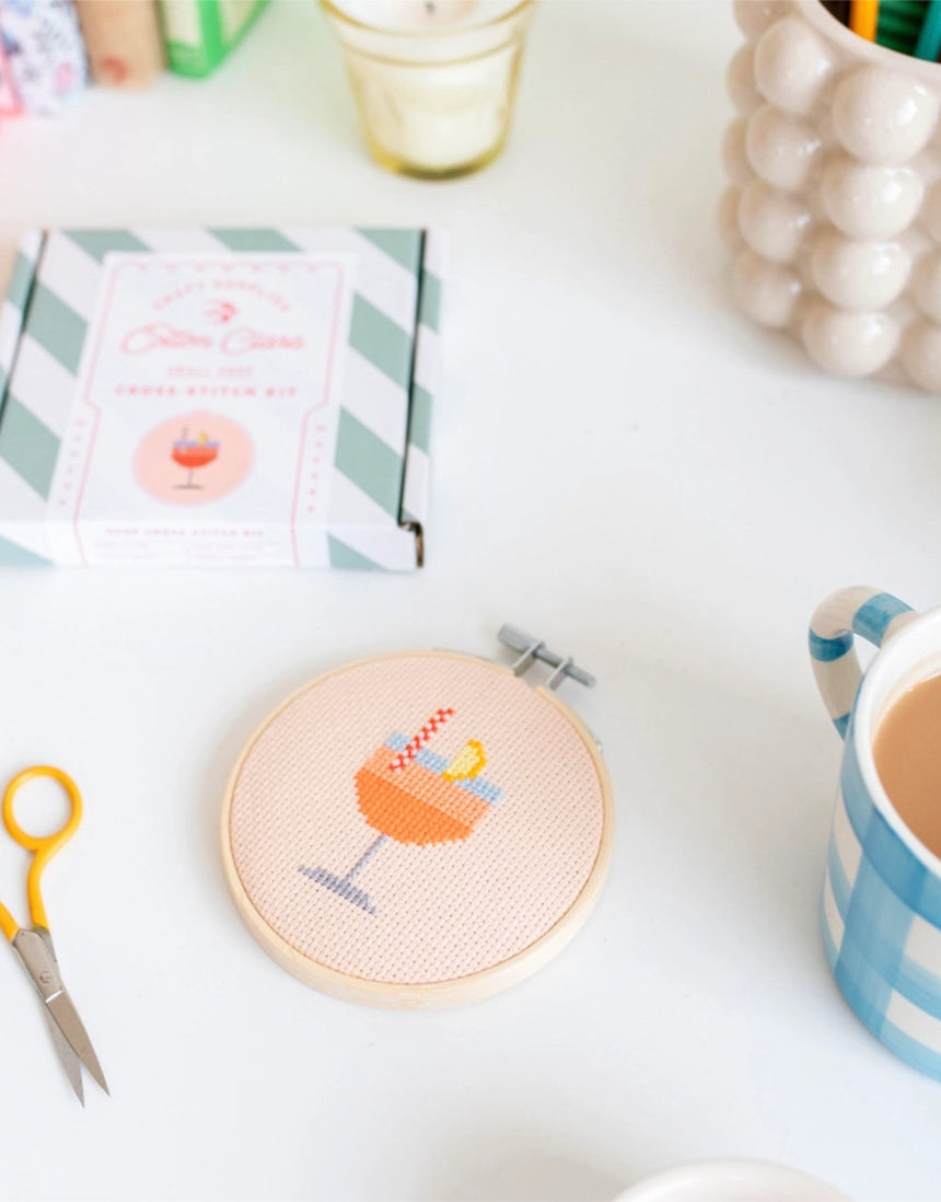Aperol Cocktail Counted Cross Stitch Kit, Cotton Clara