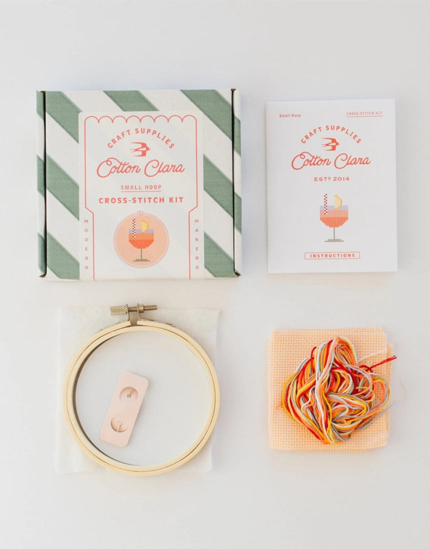 Aperol Cocktail Counted Cross Stitch Kit, Cotton Clara