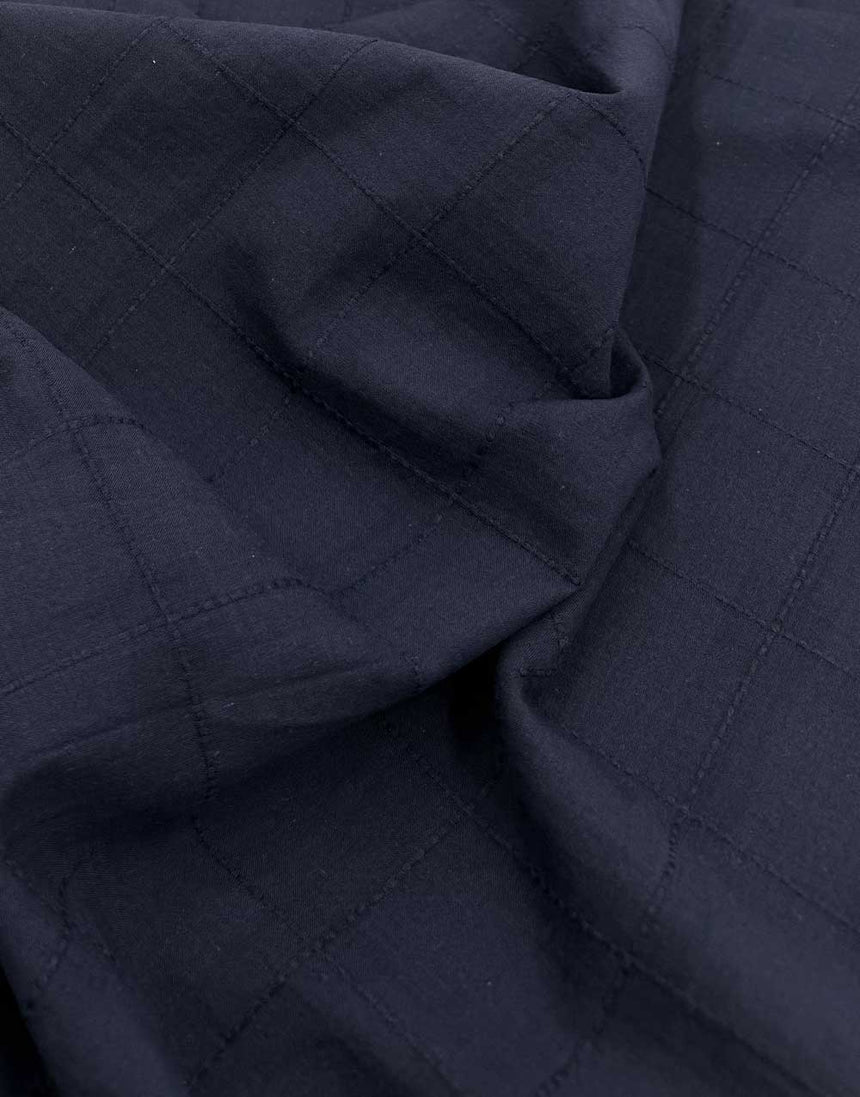Navy Cotton Voile Square Dobby Fabric