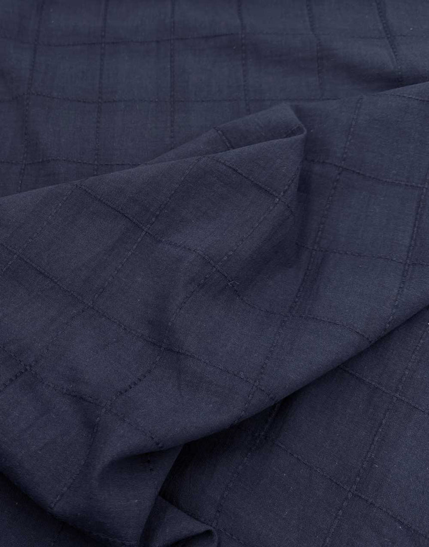 Navy Cotton Voile Square Dobby Fabric