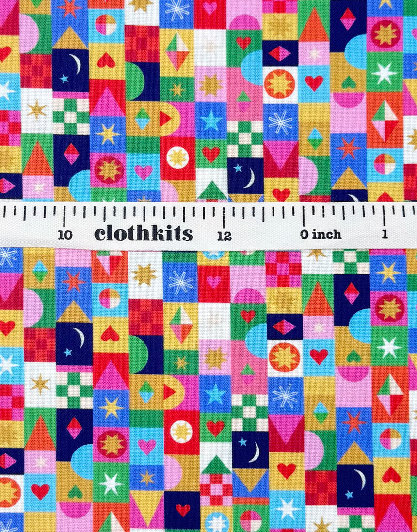 Thread & Ink Home for Christmas Cotton Fabric  - Jolly Squares