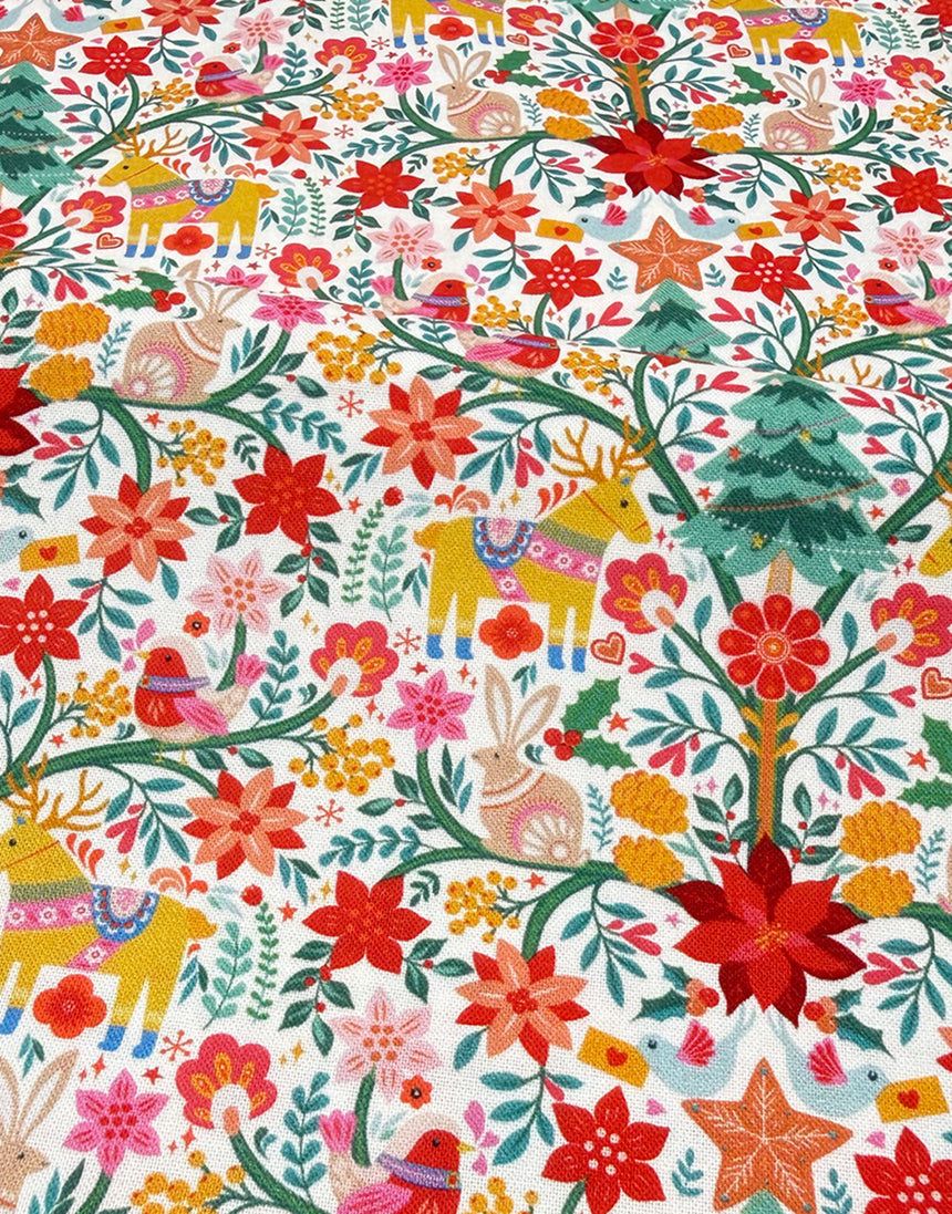 Thread & Ink Deck the Halls Christmas Cotton Fabric - Nordic Noel