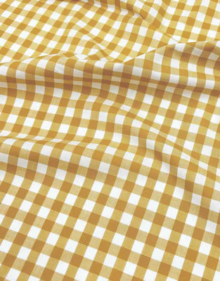Remnant 2m -Small Ochre Gingham Cotton Fabric